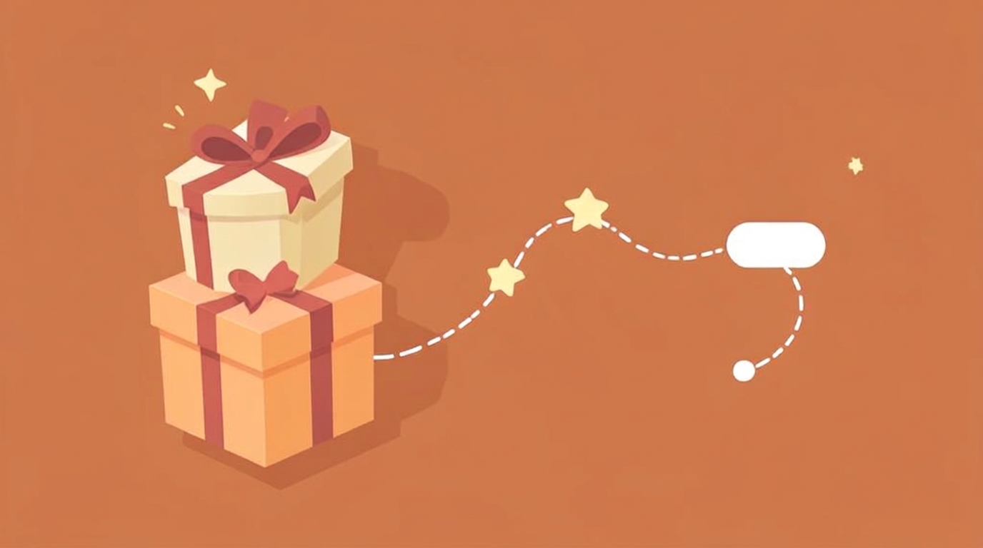A referral reward represented by a gift, phone, and home keys