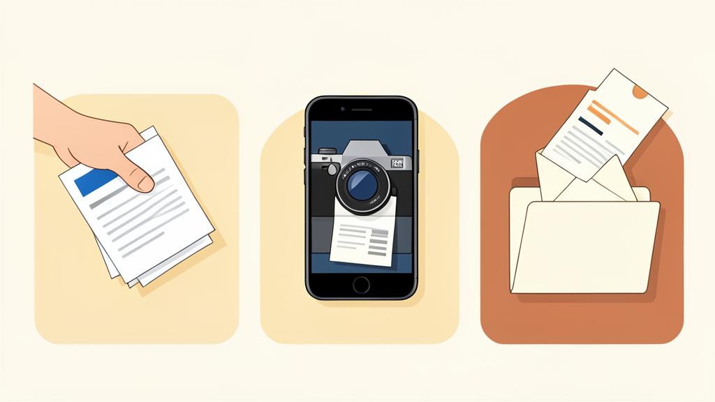 A homeowner scanning household paperwork with a phone